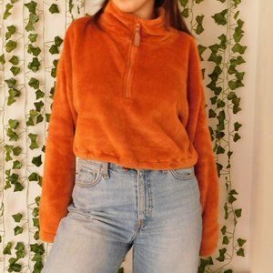 urban outfitters fuzzy orange crop sweater